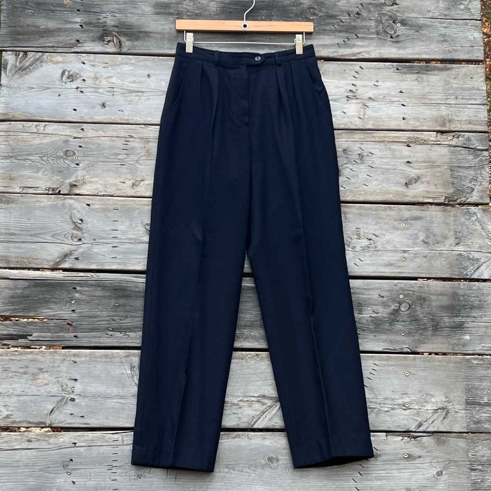 Jacobson’s 100% Merino Wool Navy Blue Pleated Trousers Women’s Size 10